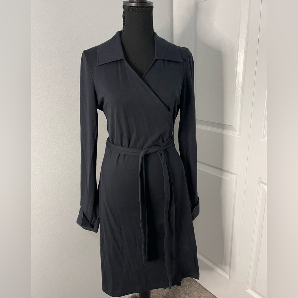 Lands' End Women's Long Sleeve Wrap Dress - Black